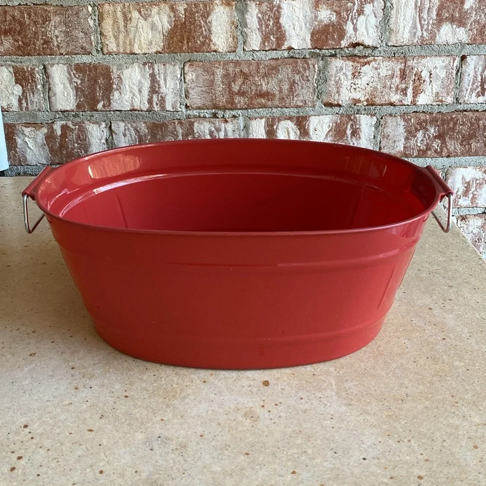 3 Pack Harvest Colored Oval Plastic Party Tubs With Handles